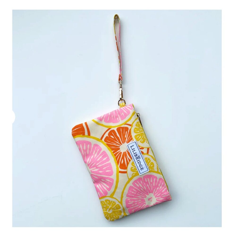LILIBRIDGE Slice of Sun Coated Canvas Wristlet - NEW